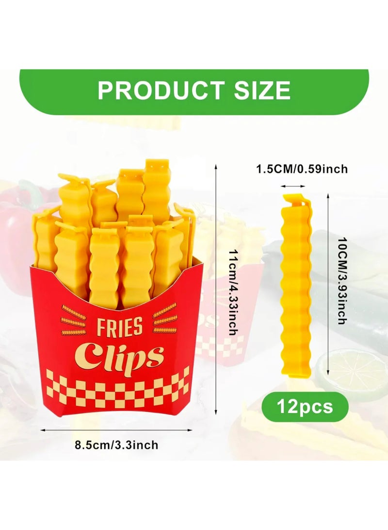 عبوة من 12 مشبك غلق أكياس طعام على شكل بطاطس مقلية، مشابك أكياس بلاستيكية للطعام مع علبة - Image 3